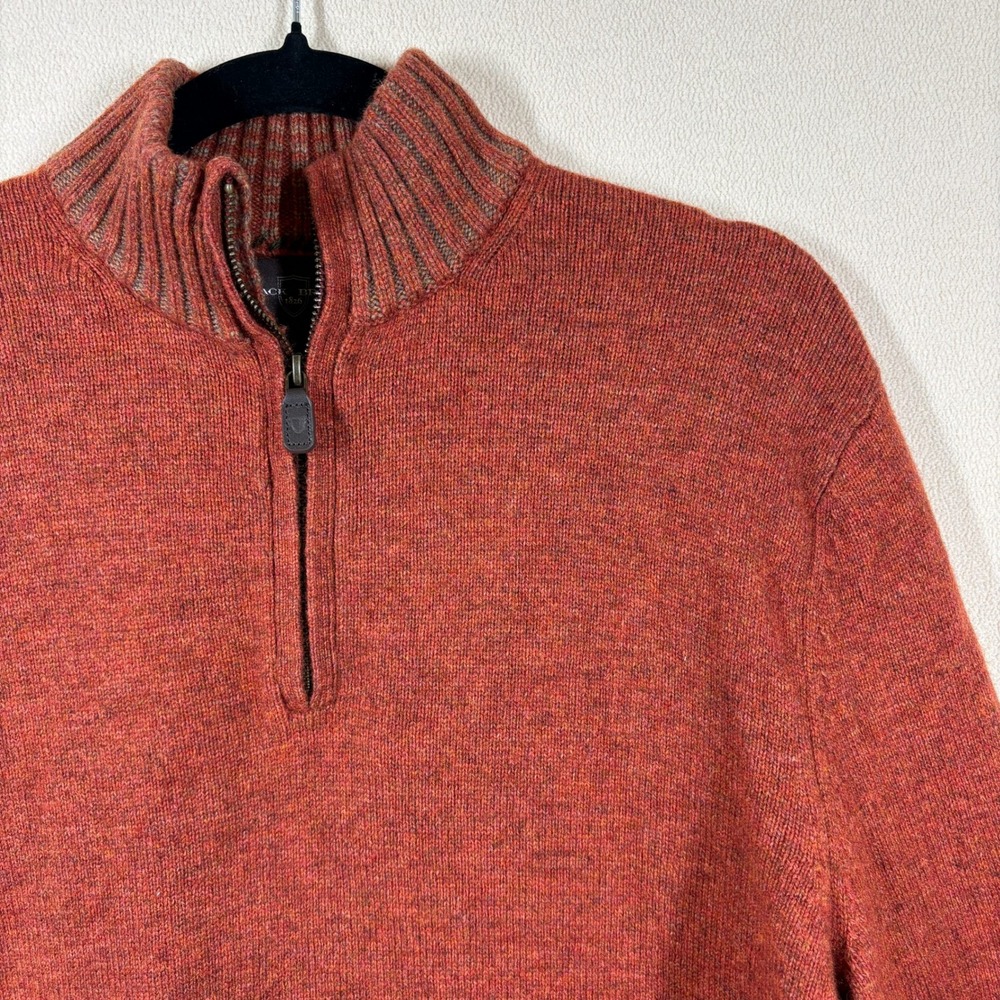 Black Brown 1826 Mens Lambswool Blend Quarter Zip Sweater Lg Rust Orange Classic
